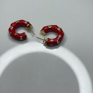 Red and Gold Hoop Earrings